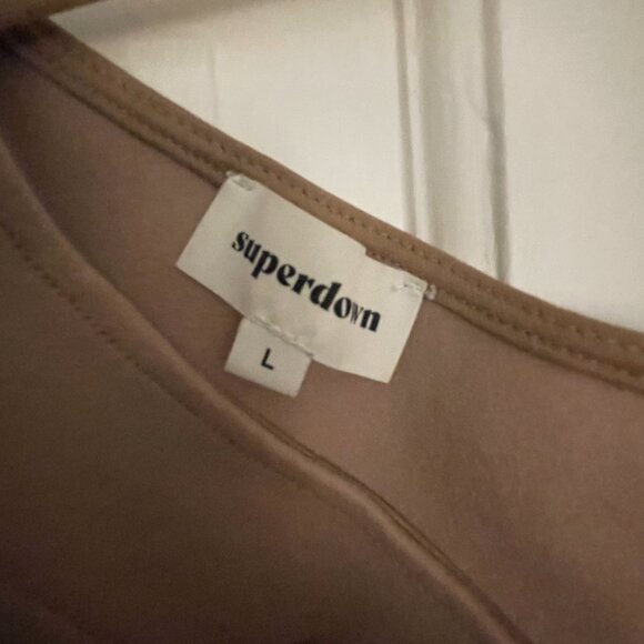 Asymmetrical Beige One Shoulder Crop Top, Nava, Revolve, Superdown, size large - Picture 5 of 7